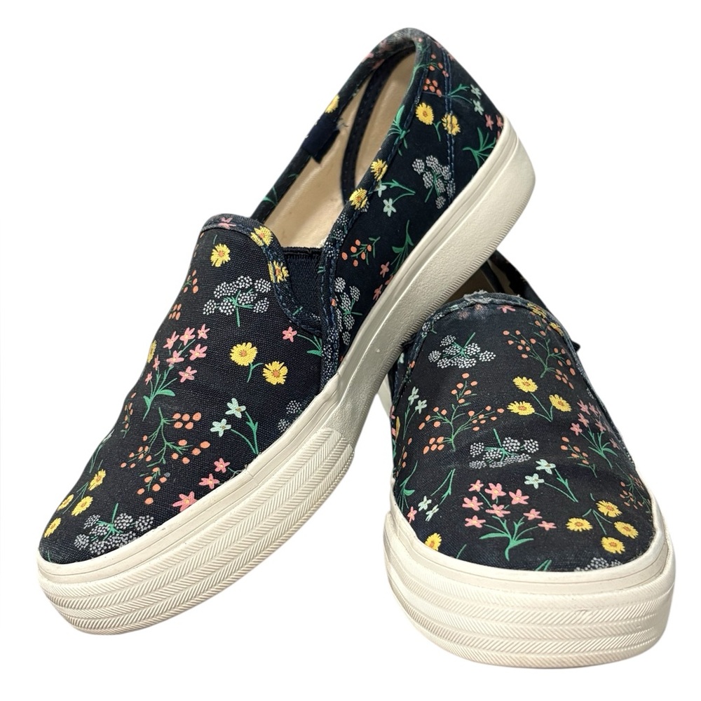 Keds x Rifle Paper Co. Double Decker Petite Fleurs Indigo Slop On Shoes Size 7